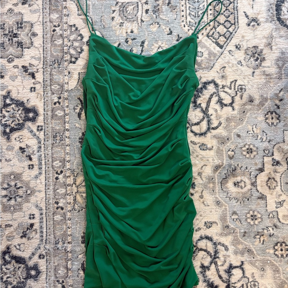 Alice and Olivia Green Ruched Dress